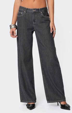 Pinstripe Low Rise Jeans image number 2
