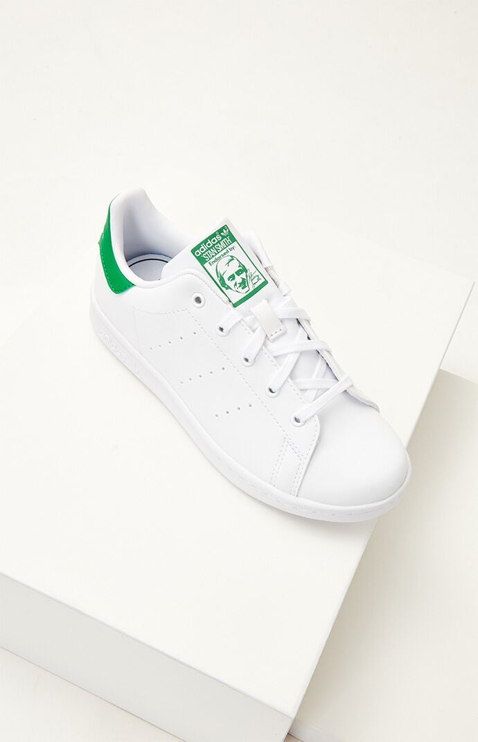 adidas Kids White Green Stan Smith Shoes PacSun