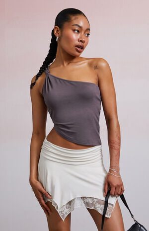 Mandy Knot One Shoulder Tank Top image number 2