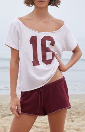 Burgundy Marcie Sweat Shorts image number 1