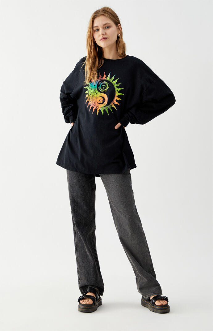 Neon Yin & Yang Sun Long Sleeve T-Shirt