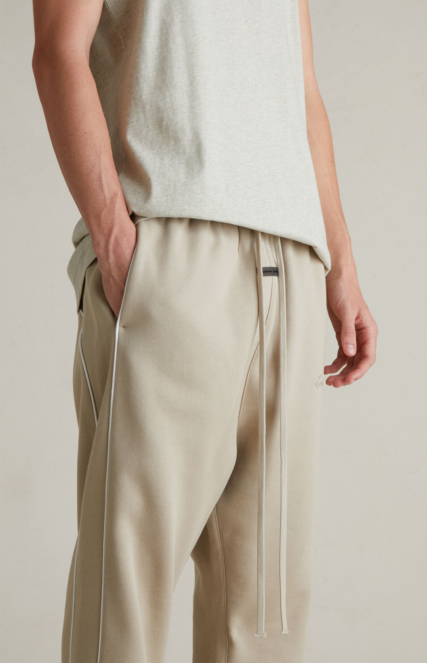 Fear of God ESSENTIALS Timber & Cloud White Relaxed Fleece Sweatpants