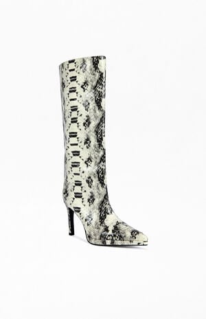 Women's Barely Whitesnake Stiletto Boots image number 2