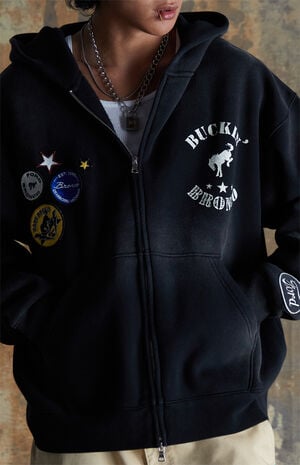 Black Buckin Bronco Full Zip Hoodie image number 2