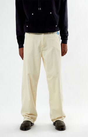 Cream Corduroy Baggy Pants image number 3