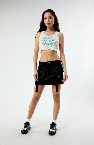 Black Satin Cargo Mini Skirt image number 1