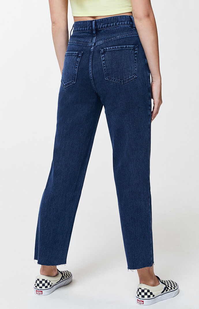 Overdye Blue High Waisted Straight Leg Jeans