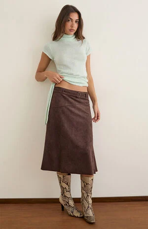 Suzu Faux Leather Midi Skirt image number 1