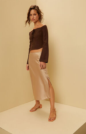 Off-The-Shoulder Button Front Top image number 1
