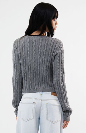 Wren Cropped Cable Knit Sweater image number 4