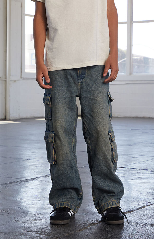 Pacsun Kids Baggy Jeans Cargo Indigo Tinted