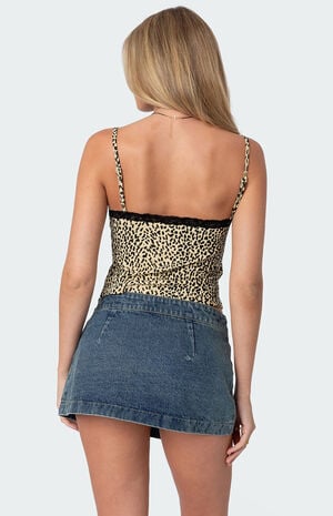 Leopard Printed Lace Trim Tank Top image number 5