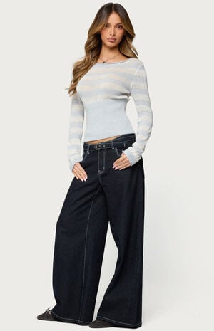 Cornella Boat Neck Striped Knit Top image number 4