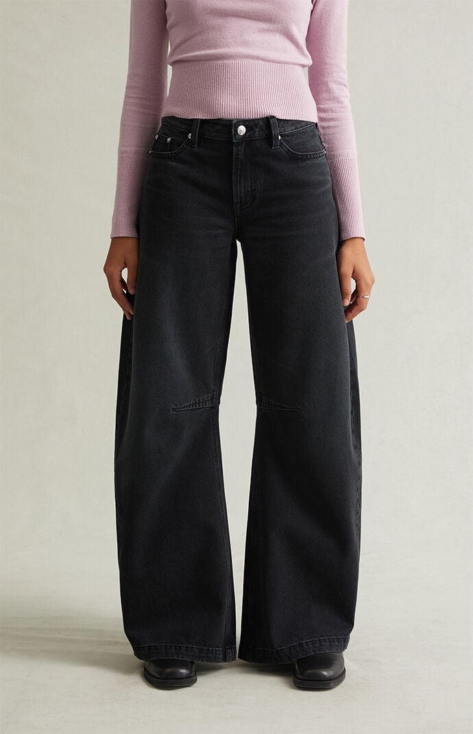 Pacsun Remi Baggy Barrel Jeans Knee Dart Black
