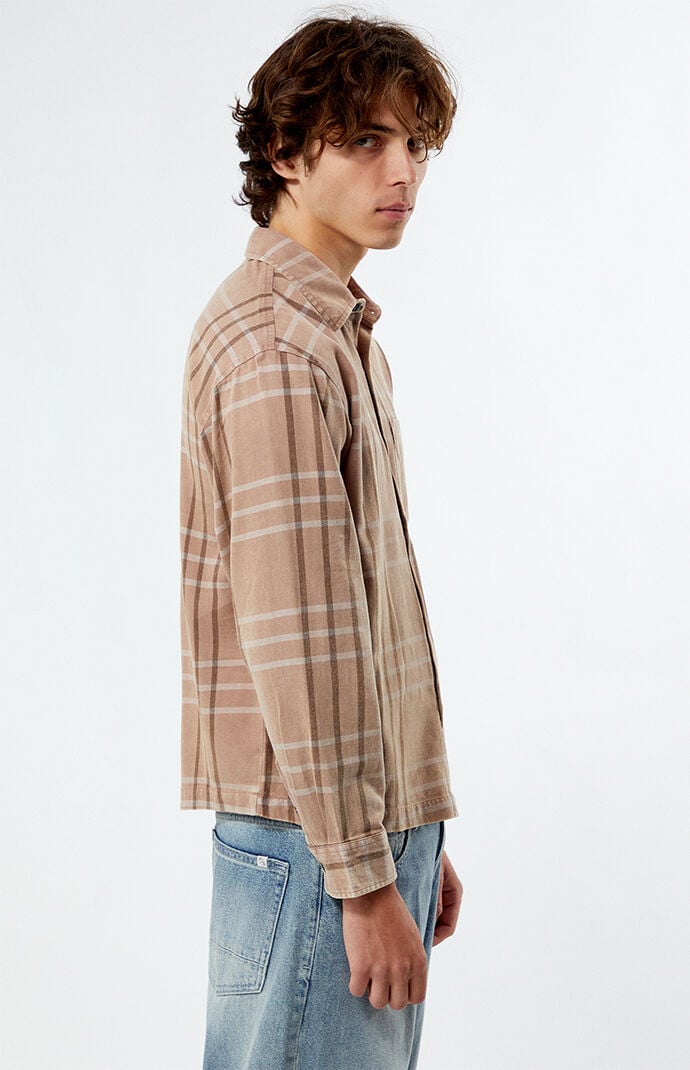 Pacsun Brown Washed Cropped Flannel Shirt