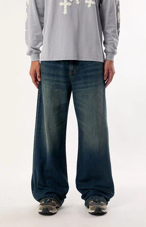 Blake Extreme Baggy Jeans Flap Pocket Dark Wash image number 1