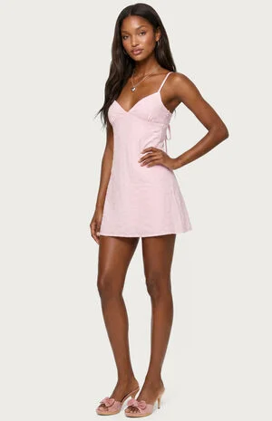 Iman Embroidered Cotton Cutout Mini Dress image number 4