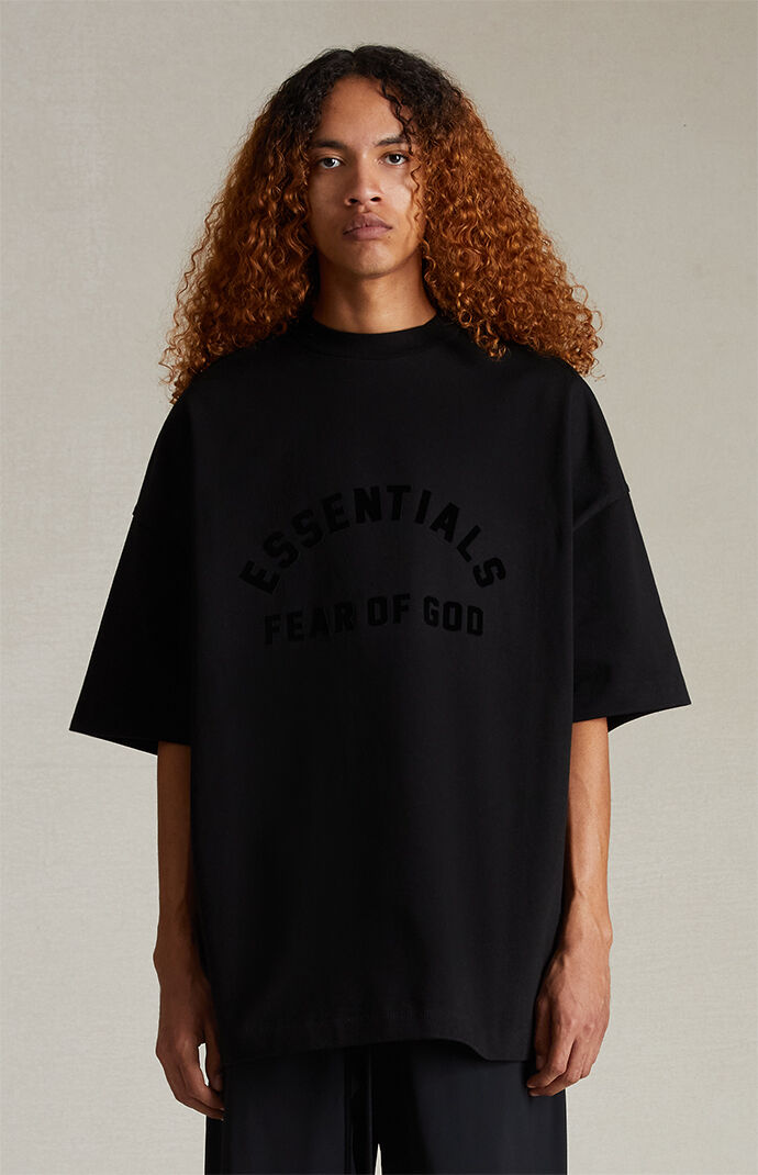 Tシャツ・カットソー Essentials Heavy Jersey Football T-Shirt Jet Black Fear of God Essentials Jet Black Heavy T-Shirt | PacSun