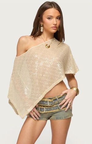 Alanna Sheer Sequin Poncho image number 1