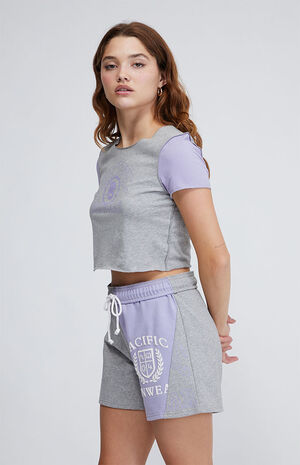 x PacSun Eco Heather Grey Spliced Sweat Shorts image number 3