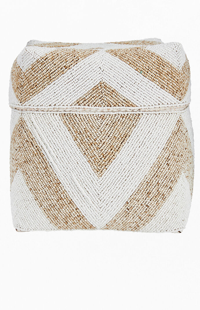 Large Diamond Pattern Beaded Basket