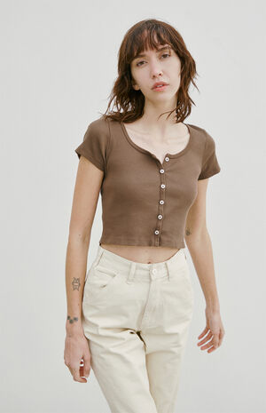 Brown Zelly Ribbed Top image number 1