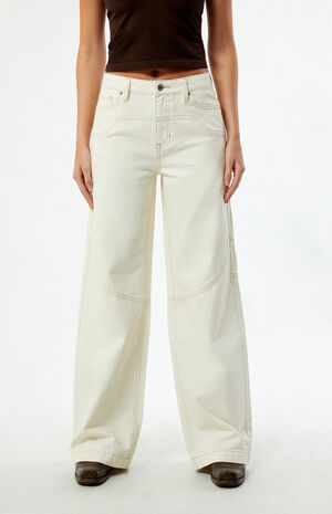 Jessie Off White Cowboy High Waisted Baggy Jeans image number 2