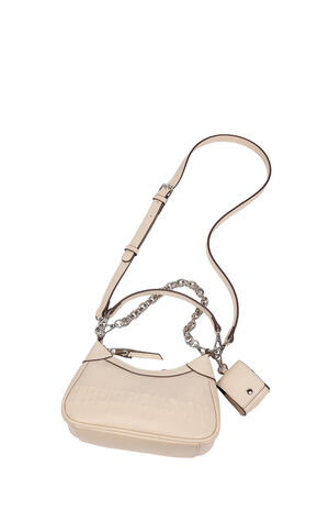 Cream Trapunto Logo Zip Top Hobo Bag image number 2