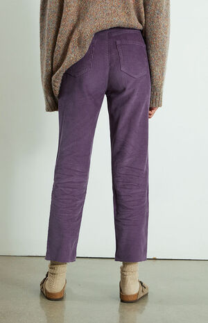 Purple Corduroy High Waisted Straight Leg Jeans image number 3