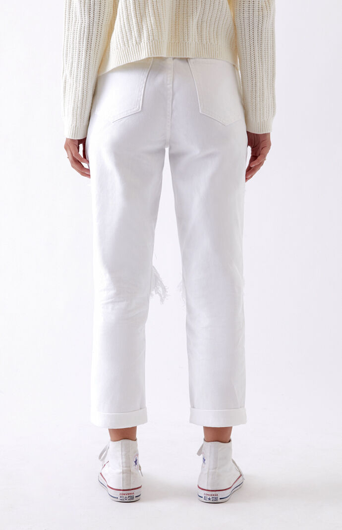 Prime Torn White Mom Jeans