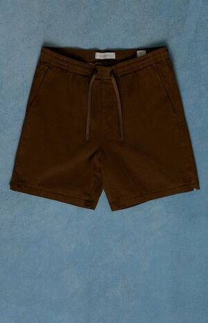 Brown&nbsp;Linen&nbsp;Shorts image number 1
