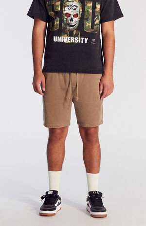 Brown Vintage Wash Fleece Volley Shorts image number 2