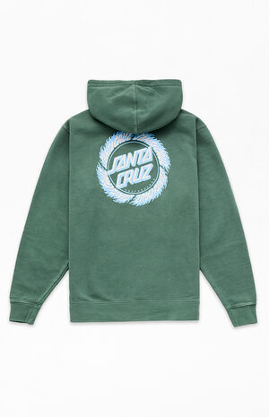 Kids Green Flame Ringed Hoodie image number 1