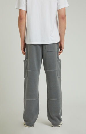 Charcoal Kyler Fleece Baggy Cargo Sweatpants image number 4