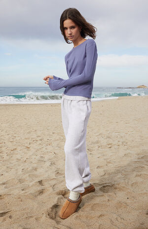 Blue Ainsley Long Sleeve Crop Top image number 4