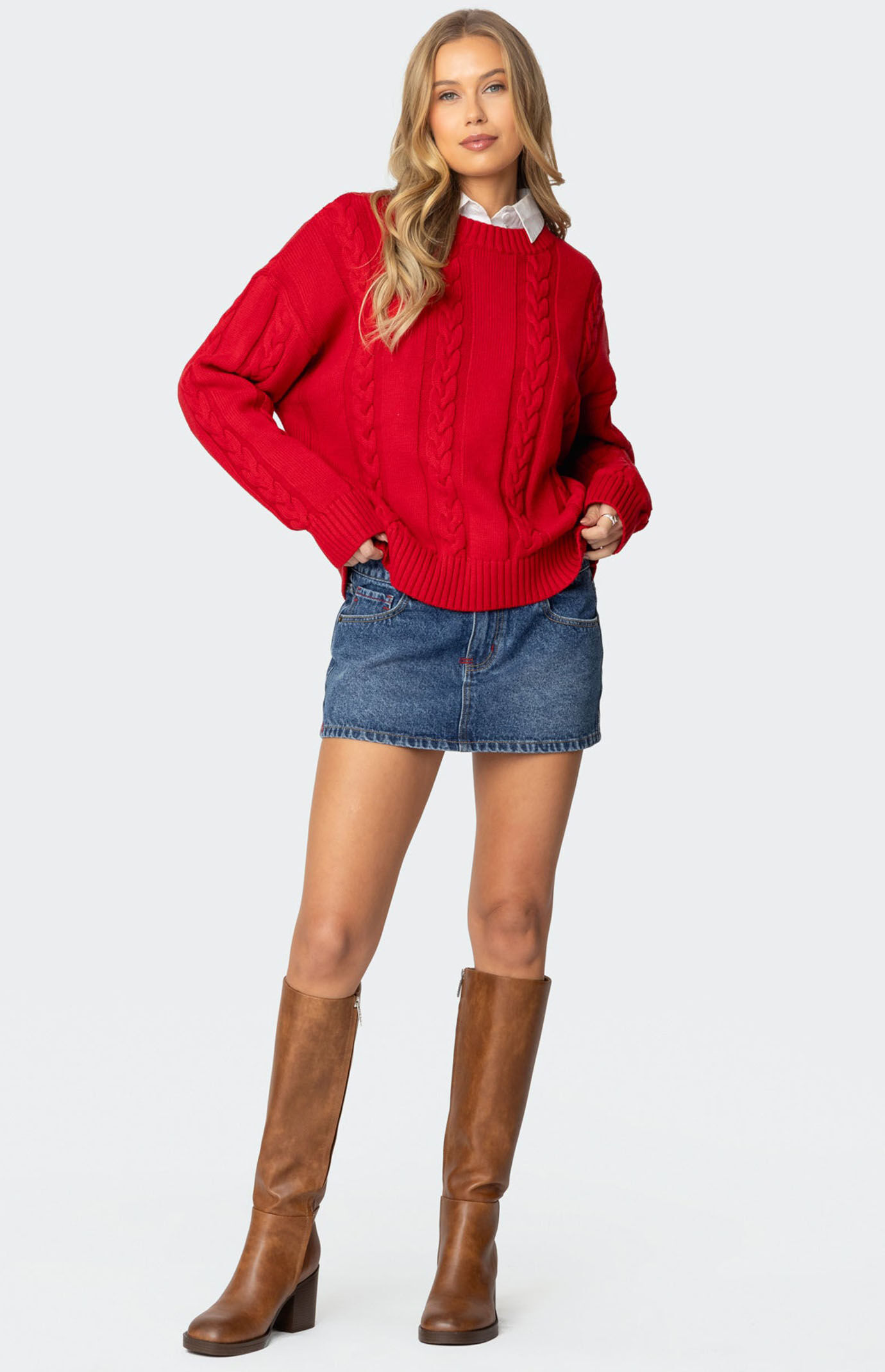 ★E.B.M★ Pocket Mini Skirt EMP1DSK020 Edikted Embroidered Pocket Denim Mini Skirt | PacSun