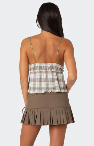 Plaid Lace Trim Tank Top image number 4