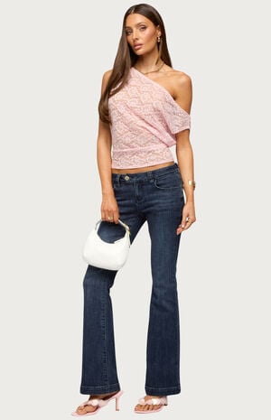 Kessa Sheer Lace Off Shoulder Top image number 5