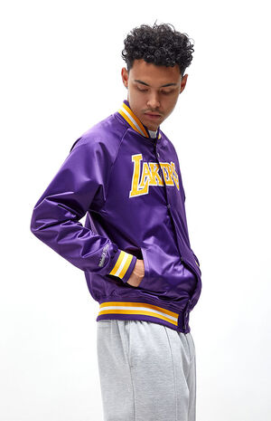 lakers purple satin jacket