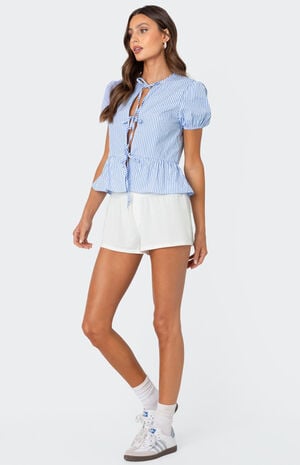 Puffed Sleeve Tie Front Top image number 5