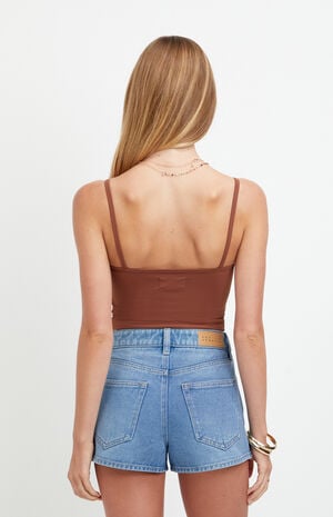 Ivy High Waisted Festival Jean Shorts Zip Fly Medium Blue image number 4