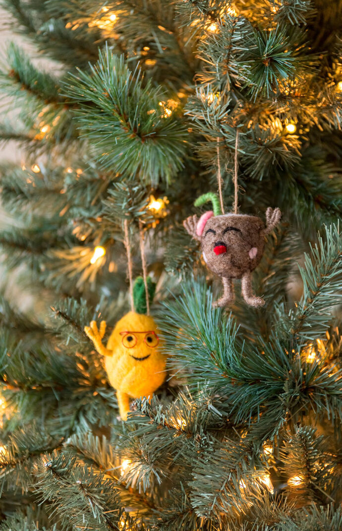 Coconut and Pineapple Felt Ornaments