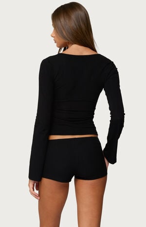 Kailee Cutout Long Sleeve Ribbed Top image number 3
