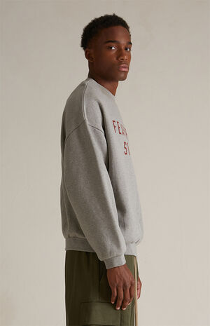 Dark Heather Oatmeal Fleece Crew Neck Sweatshirt image number 3