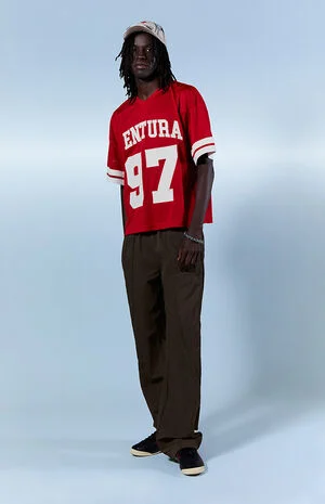 Brown Baggy Nylon Track Pants image number 1