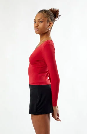 Gianna Plunge V-Neck Long Sleeve Top image number 3