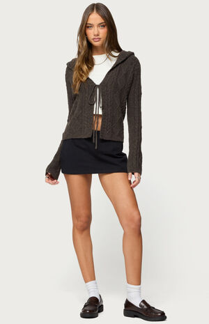 Jayla Hooded Cable Knit Cardigan image number 4