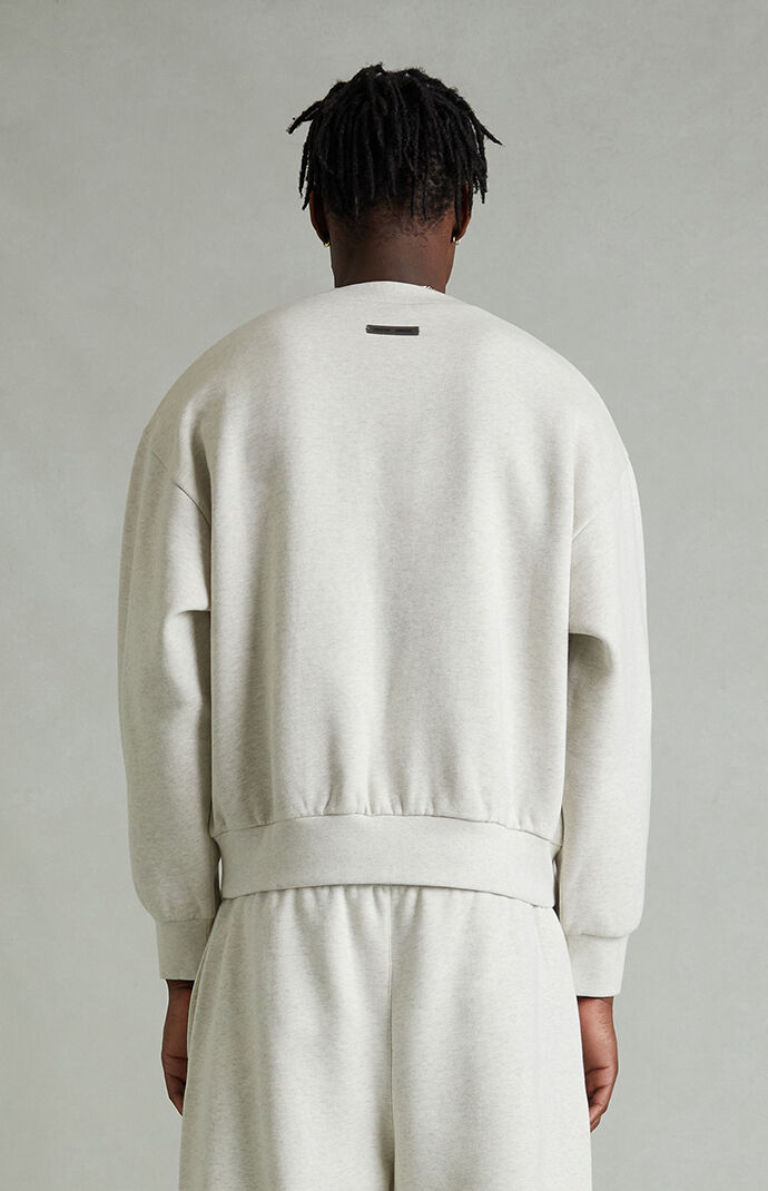 Fear of God ESSENTIALS Heather Oatmeal Embossed Classic Crew Neck Sweatshirt