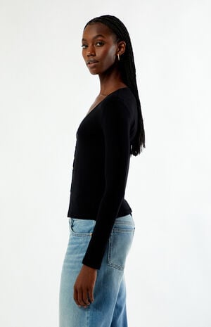 Shelby Button Up Split Hem Long Sleeve Top image number 4