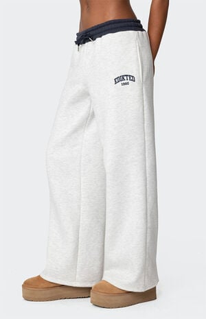 Edikted Contrast Embroidered Sweatpants image number 4